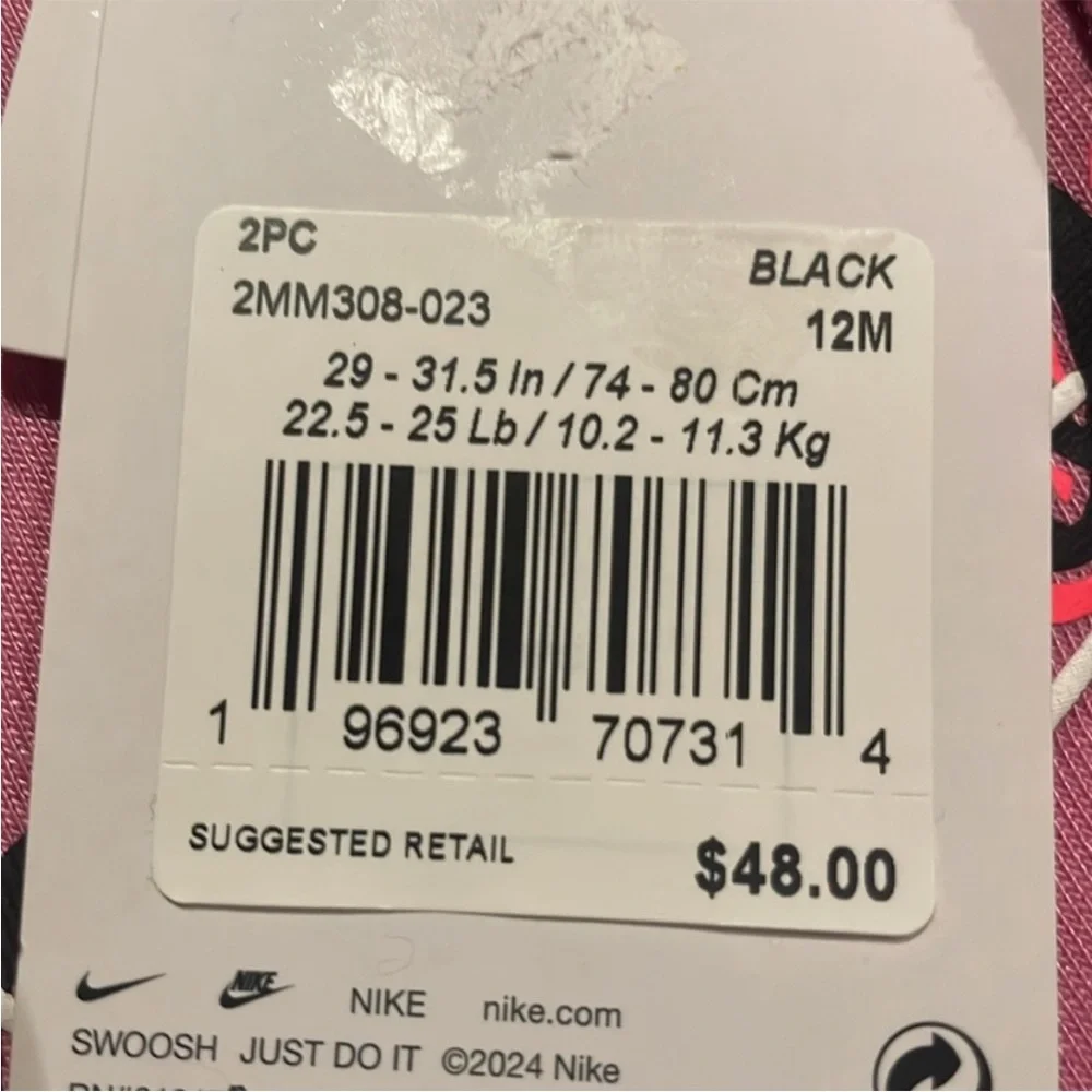Nike Pink Swoosh long sleeve shirt and Black Leggings Set